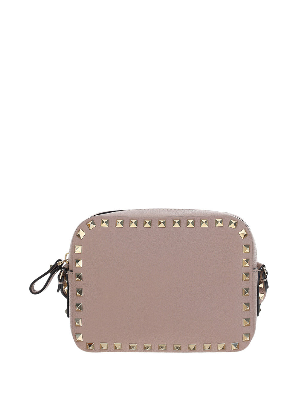 Small Rockstud Crossbody Bag in Grainy Calfskin Leather - Poudre