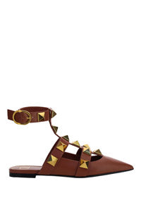 Roman Stud Ballet in Calfskin - Tan