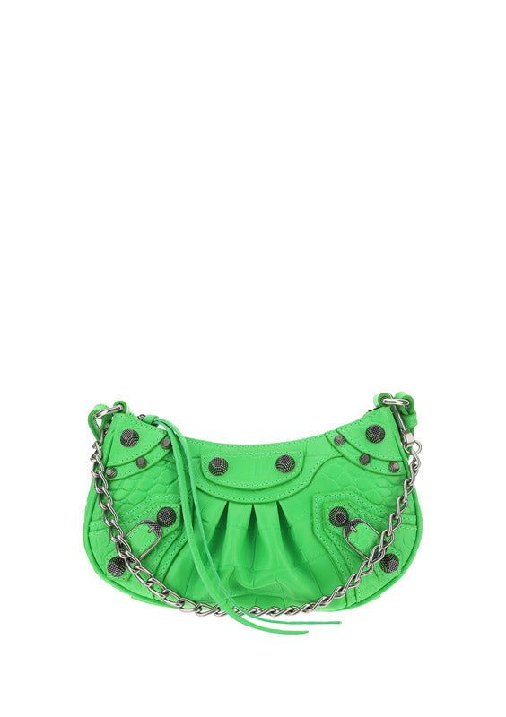 Le Cagole Mini Purse With Chain Crocodile Embossed - Green