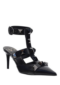 Roman Stud Patent Leather Sandals - Black
