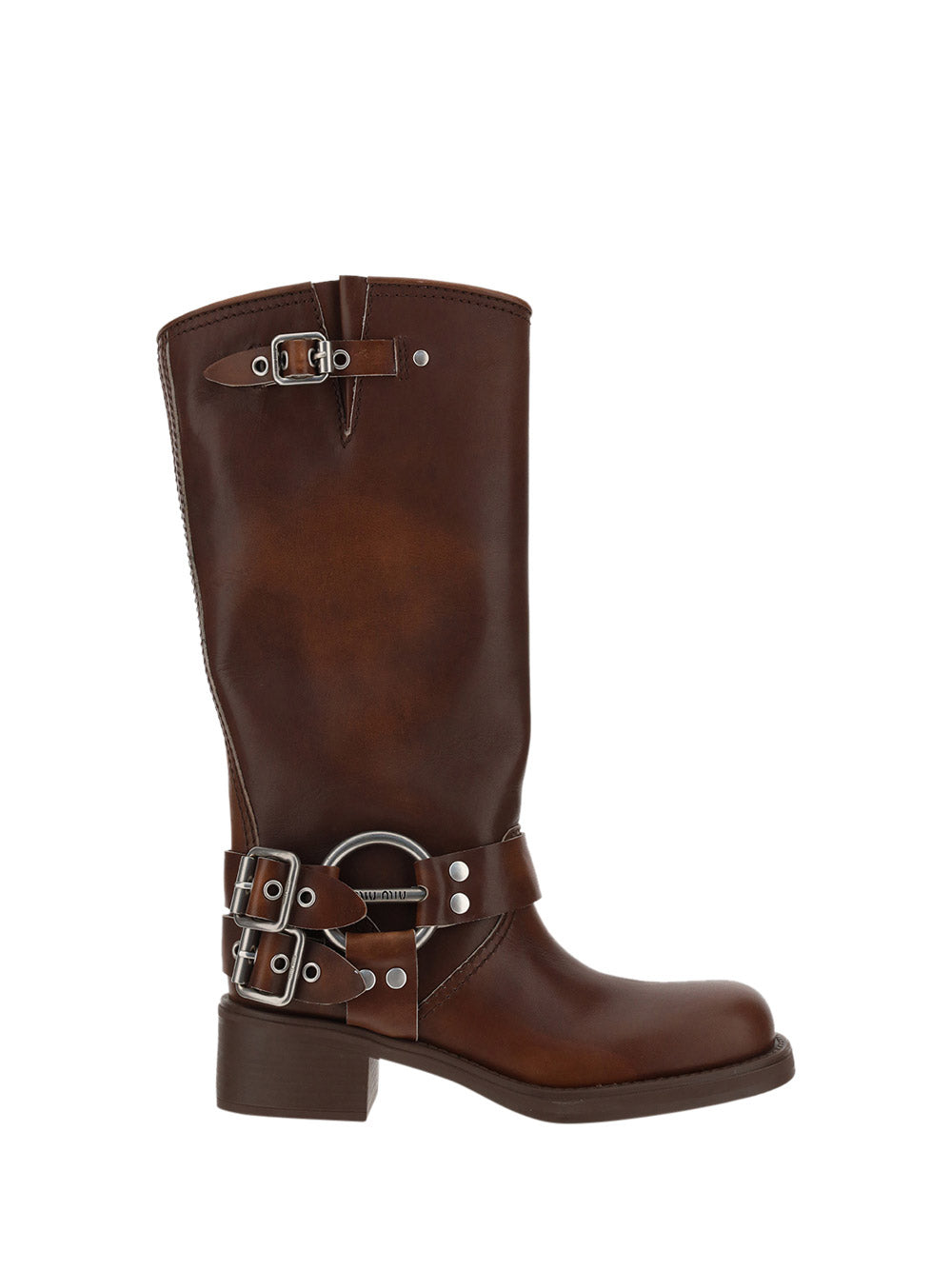 Buckled Knee-high Boots - Brown