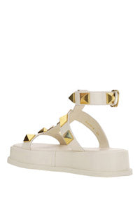 Roman Stud Calfskin Flatform Sandal 40MM - Ivory