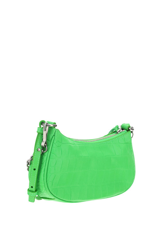 Le Cagole Mini Purse With Chain Crocodile Embossed - Green