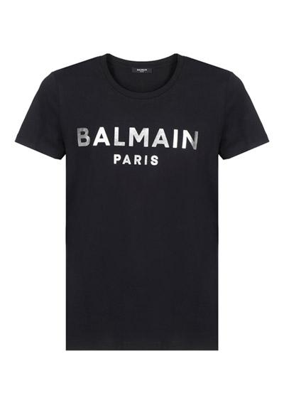 Cotton T-shirt With Paris Logo Print - Black / Silver
