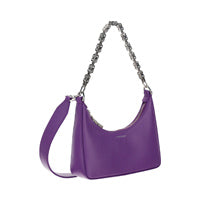 Mini Moon Cut Out bag in Leather and Chain - Ultraviolet