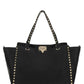 Medium Grainy Calfskin Rockstud Bag - Black