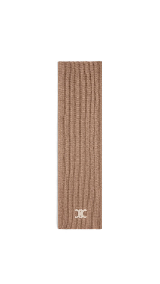 Triomphe Scarf in Ribbed Cashmere Wool - Camel