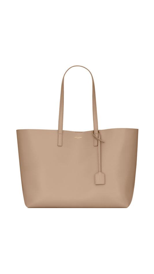 Shopping E/W Tote in Supple Leather - Dark Beige