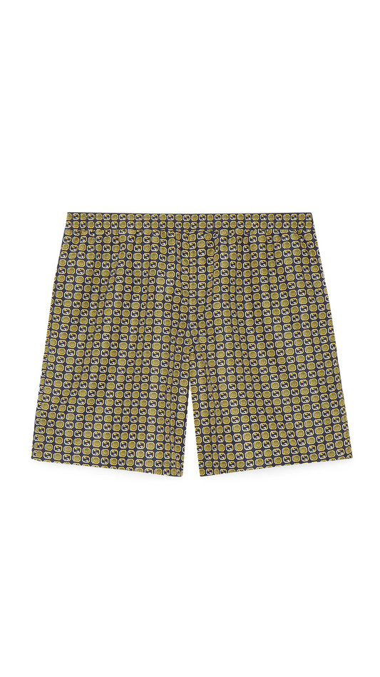 Interlocking G Print Nylon Swim Shorts - Yellow/Black