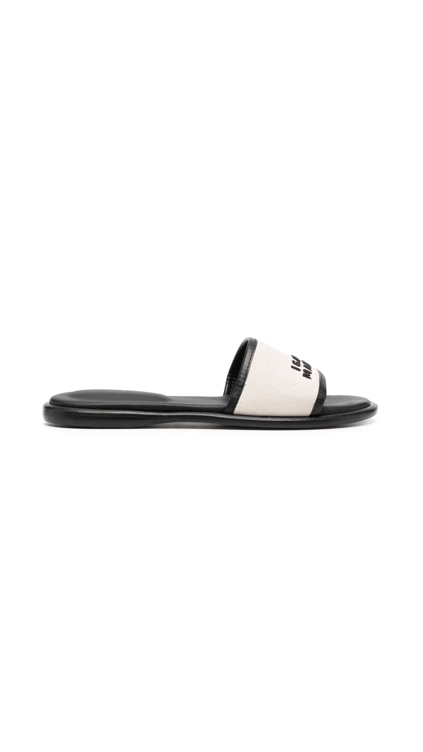 Vikee Cotton Logo Sandal - Ecru/Black