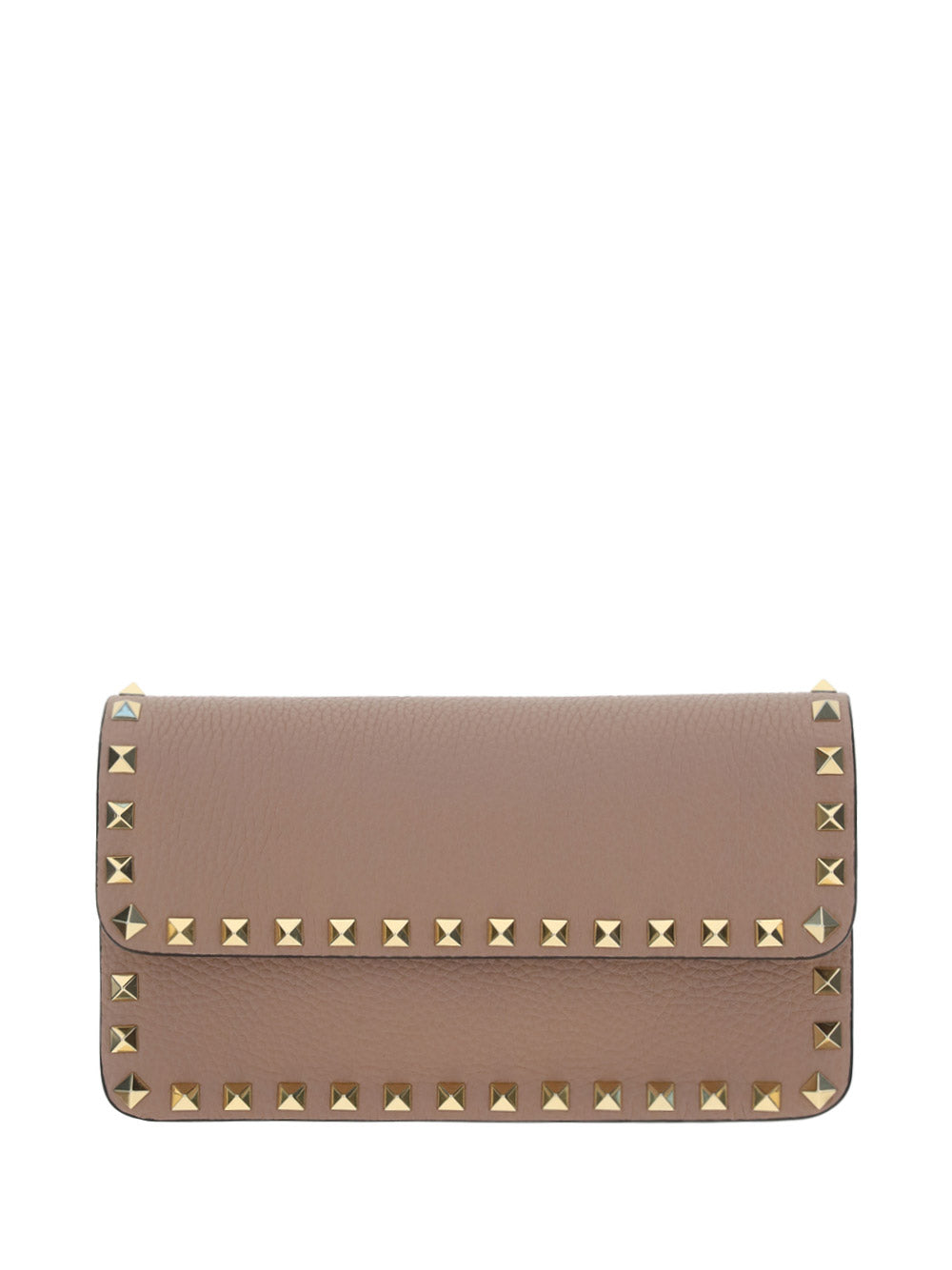 Rockstud Grainy Calfskin Chain Pouch - Poudre
