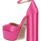 Satin Platform Pumps - Pink