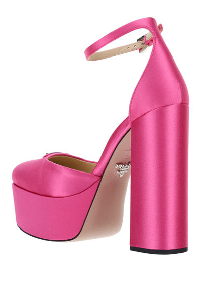 Satin Platform Pumps - Pink