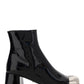 Patent Cap-Toe Ankle Booties - Black
