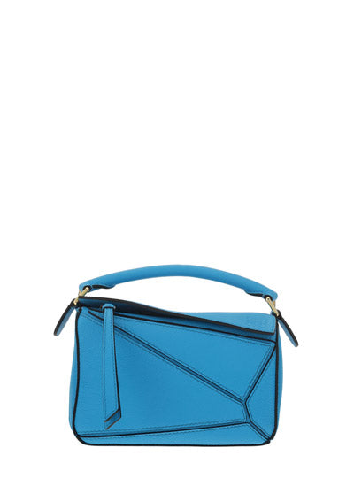 Mini Puzzle Bag in Soft Grained Calfskin - Cyan