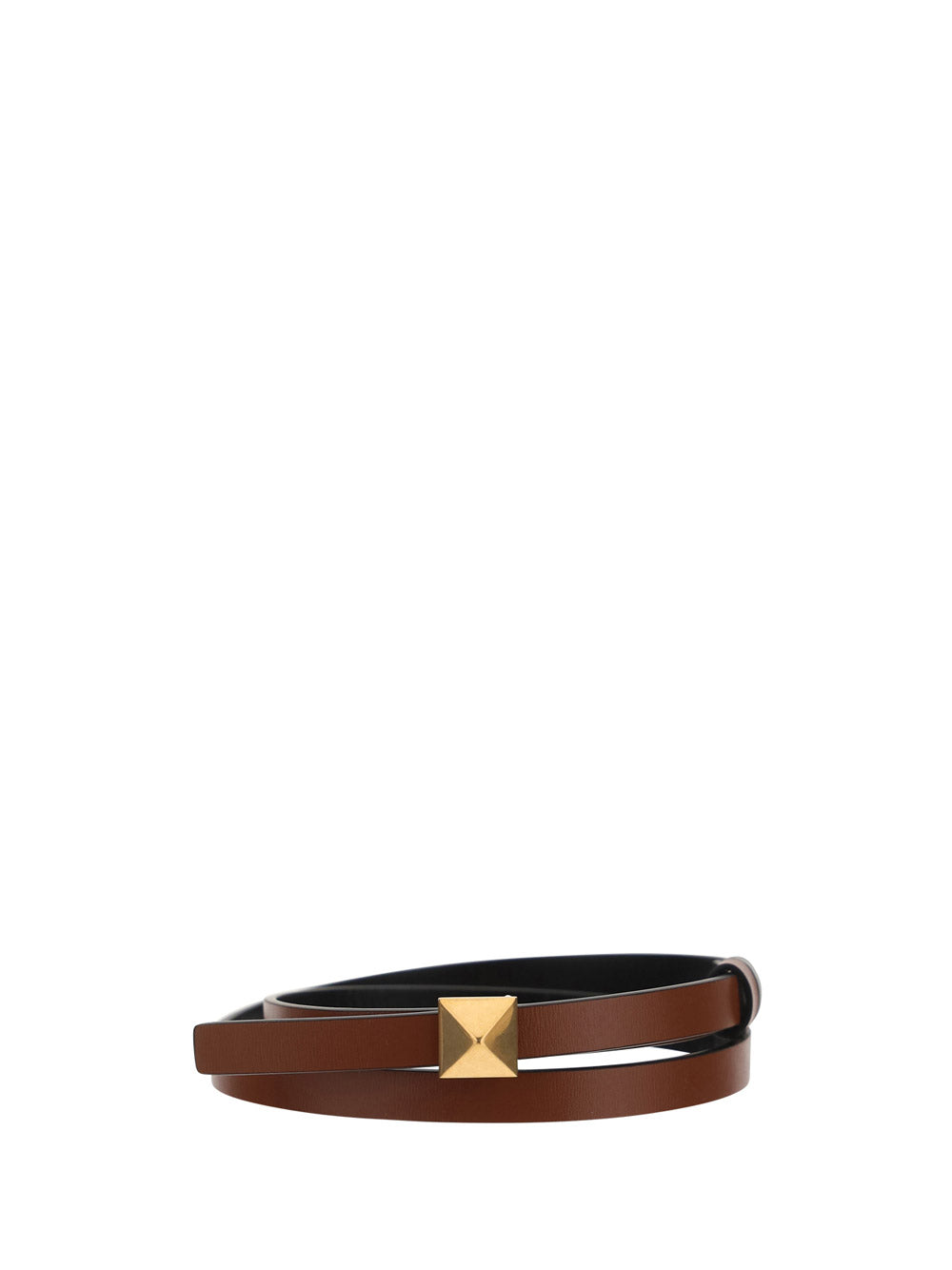 Reversible ONE STUD Belt in Glossy Calfskin - Brown / Black