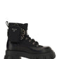 Men's Monolith Brushed Leather & Nylon Combat Boots - Black