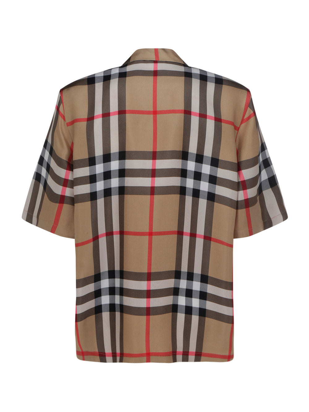 Short-sleeve Check Silk Shirt