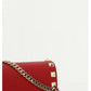 Rockstud Grainy Calfskin Chain Pouch - Red