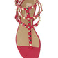 Rockstud Sandal in Calfskin Leather - Red
