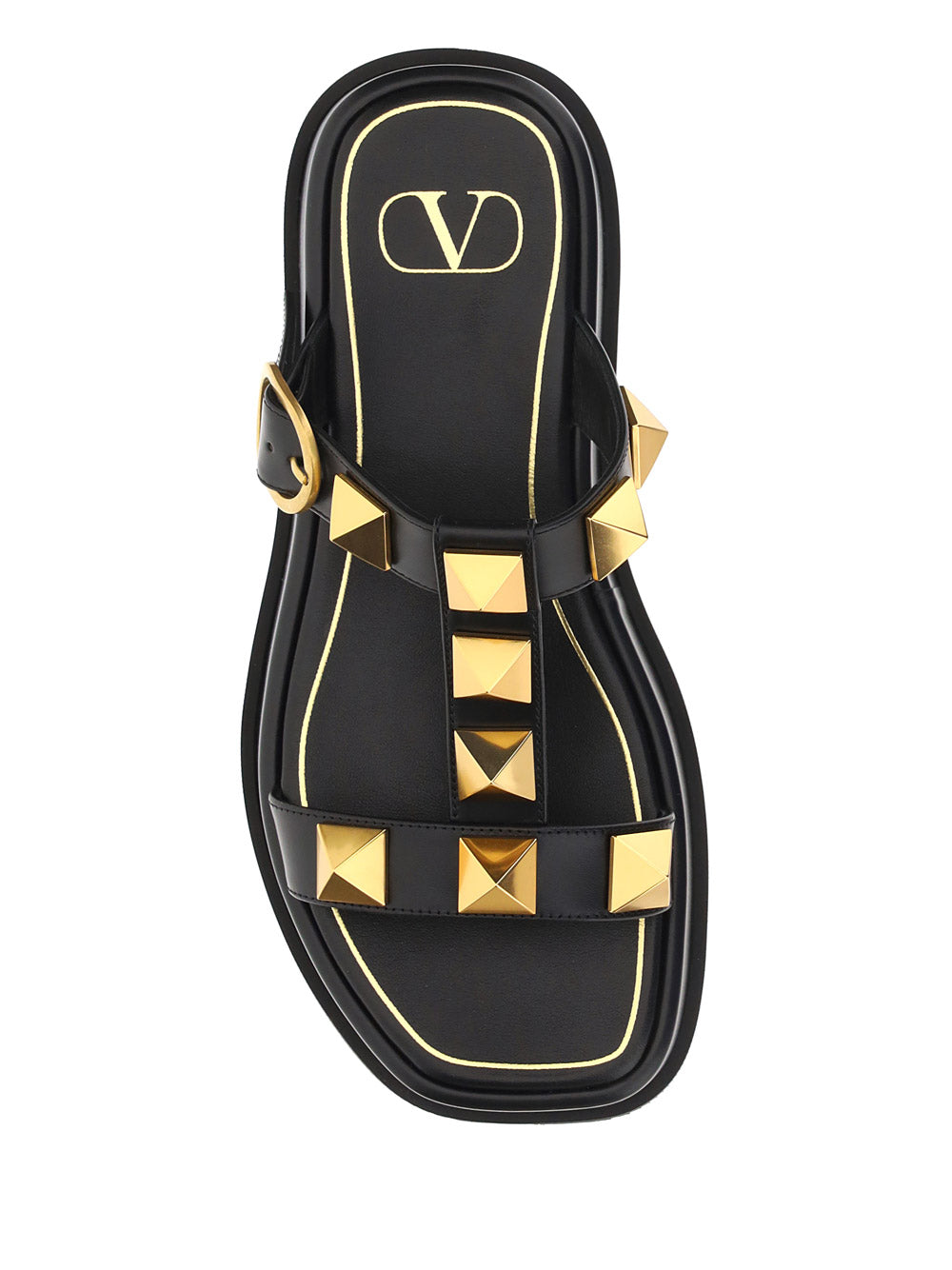 Roman Stud Flatform Sandals - Black