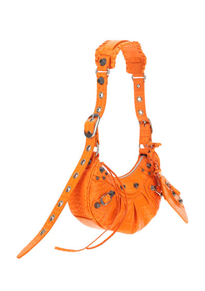 Le Cagole XS Shoulder Bag Crocodile Embossed - Orange