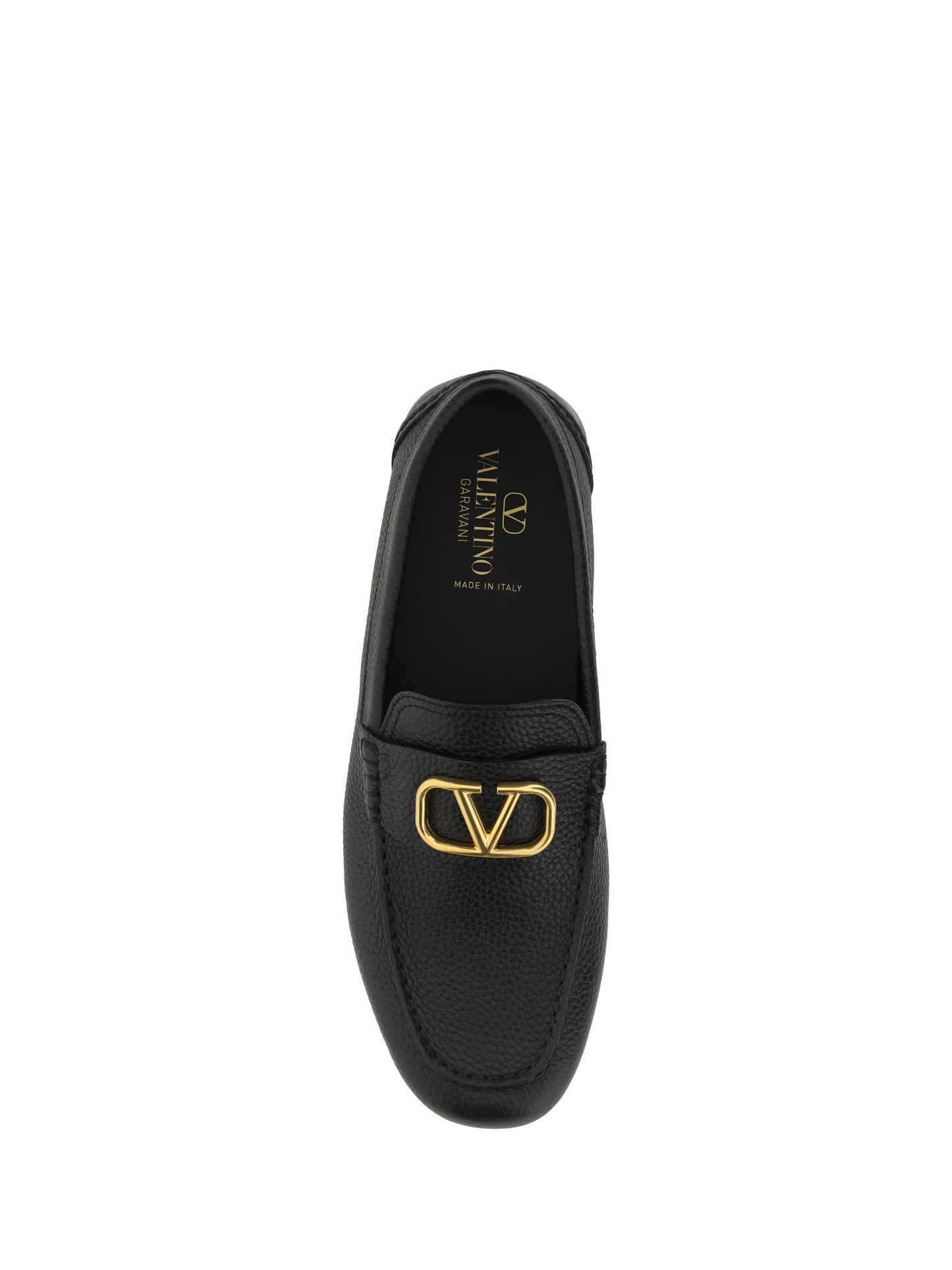 Vlogo Signature Grainy Calfskin Driving Shoe - Black/Gold