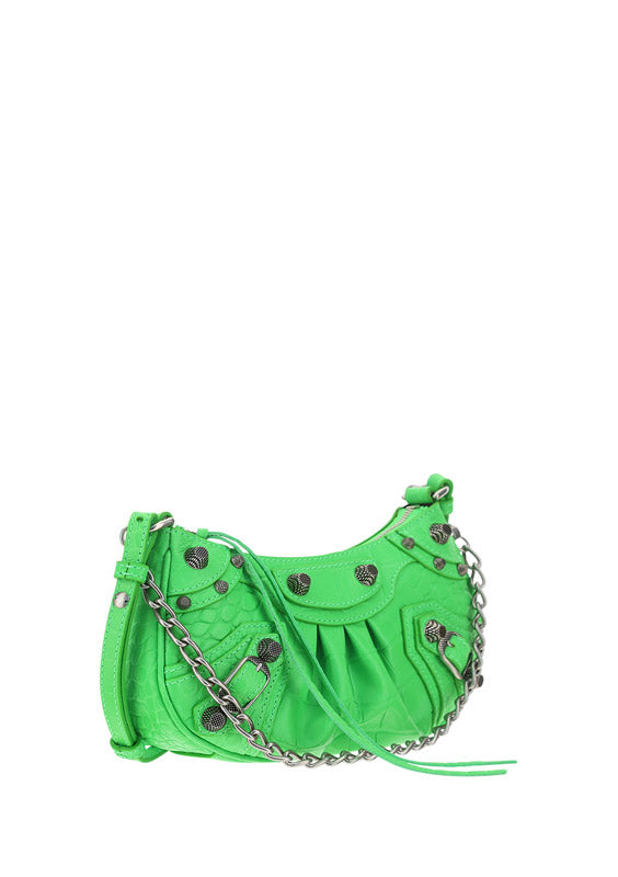 Le Cagole Mini Purse With Chain Crocodile Embossed - Green