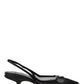 Mesh Fabric Slingback Pumps - Black