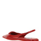 Brushed Leather Slingback Ballerinas - Red