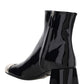 Patent Cap-Toe Ankle Booties - Black