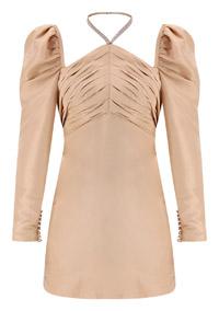 Taffeta Mini Dress -Taupe