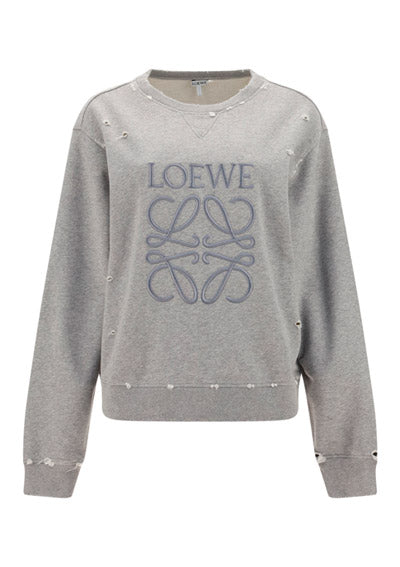Distressed Anagram Sweatshirt in Cotton - Grey Melange