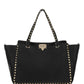 Medium Grainy Calfskin Rockstud Bag - Black
