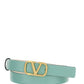 Reversible Vlogo Signature Belt In Shiny And Metallic Calfskin 20MM - White / Mint