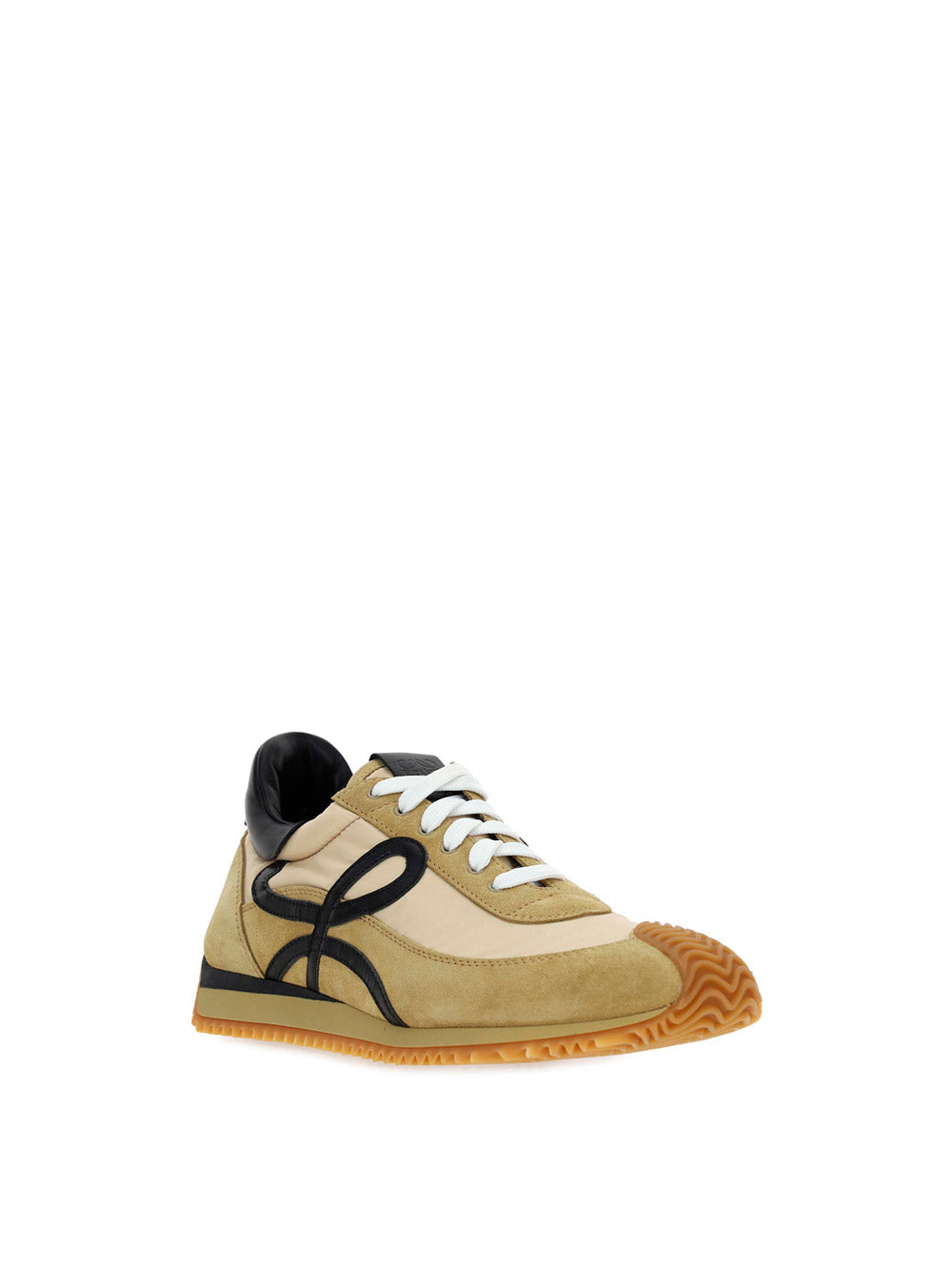 Flow Runner Sneakers in Nylon and Suede - Gold/Black