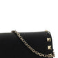 Rockstud Grainy Calfskin Chain Pouch - Black.