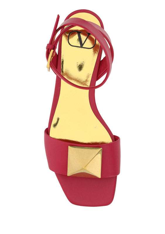 One Stud Flat Sandal in Calfskin With Maxi Stud Embellishment - Blossom