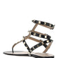 Rockstud Calfskin Flat Flip-Flop Sandal - Black