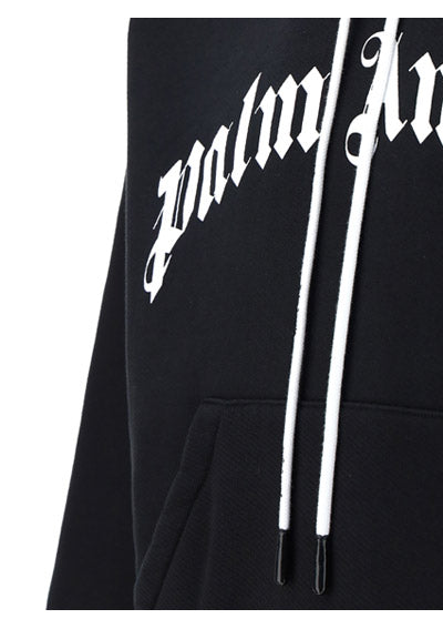 Curved Logo Hoodie - Black White