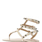 Rockstud Calfskin Flat Flip-Flop Sandal - Light Ivory