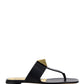 One Stud Calfskin Flat Thong Sandal - Black