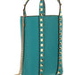 Rockstud Leather Bucket Bag - Turquoise
