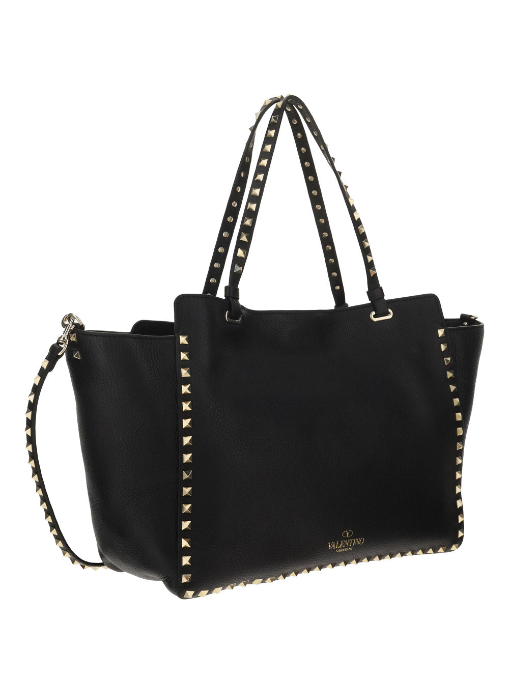 Medium Grainy Calfskin Rockstud Bag - Black