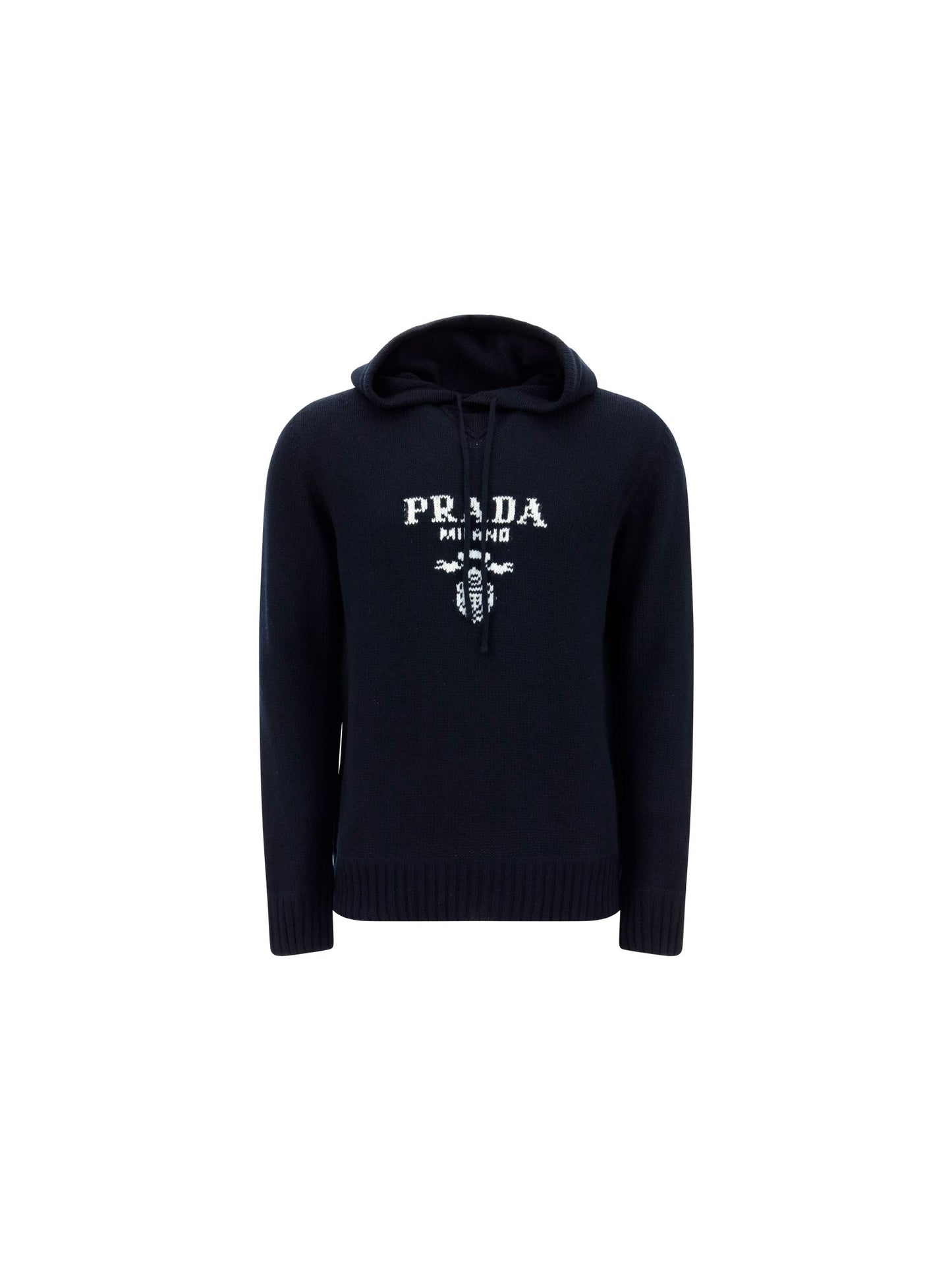 Logo Knit Hooded Sweater - Navy.