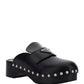 Studded Leather Clogs - Black