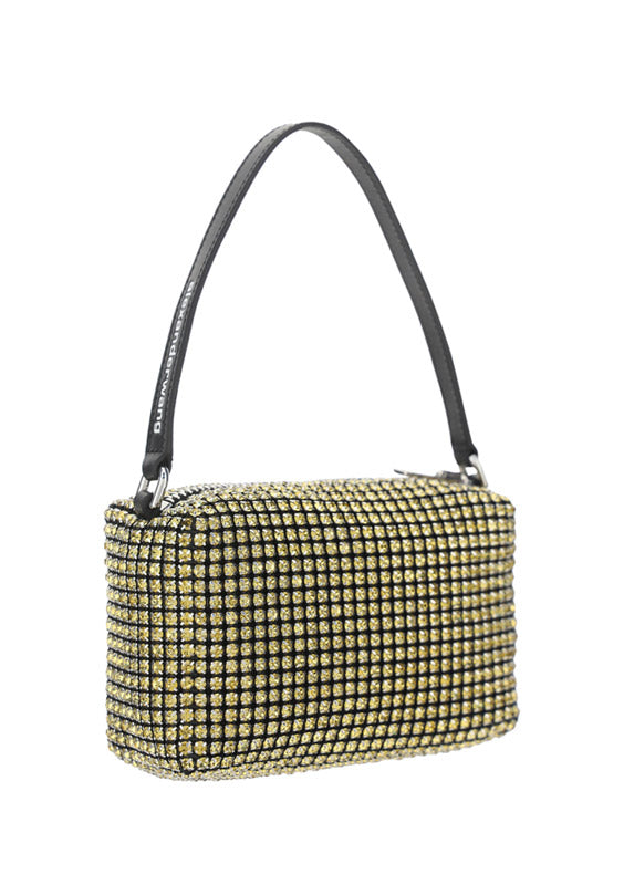Heiress Medium Pouch in Rhinestone Mesh - Yellow