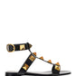 Roman Stud Flat Calfskin Sandal - Black