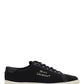 Court Classic SL/06 Embroidered Sneakers In Canvas And Smooth Leather - Black