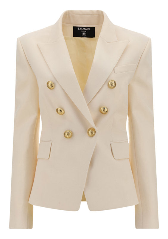Grain de Poudre Double-Breasted Jacket - White